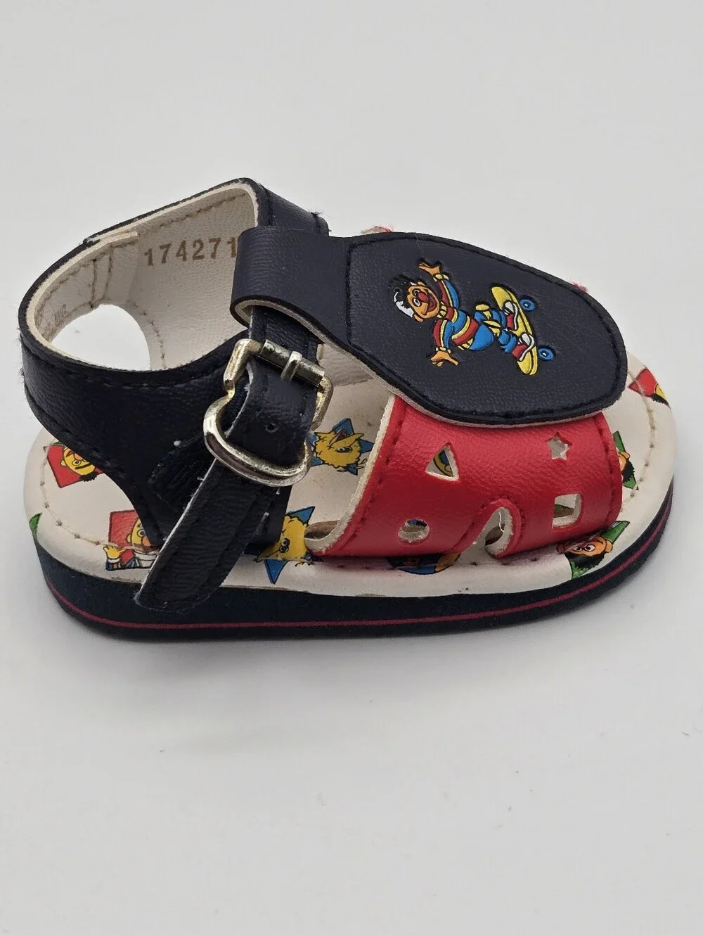 Vintage 90s Sesame Street Bert & Ernie Skateboard Infant Sandals Shoes Size 1